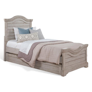 American Woodcrafters Complete Twin Bedroom Set Bed, Dresser & Mirror Light Distressed Antique Gray Stonebrook
