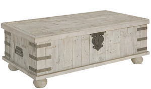 Benchcraft by Ashley Carynhurst White Wash Gray Lift-Top Cocktail Table