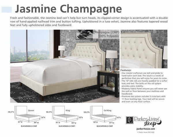 Parker House Jasmine King Bed Champagne Cream