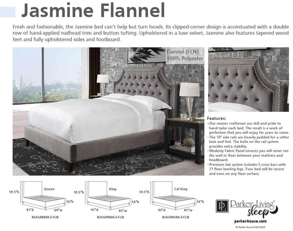 Parker House Jasmine King Bed Flannel Grey
