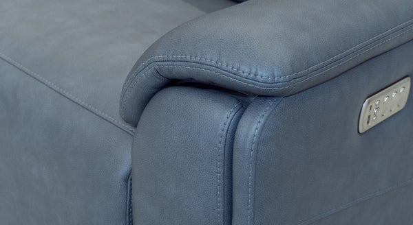 Flexsteel Vernon 6-Piece Triple Power Admiral Blue Fabric Sectional with Power Headrest, Lumbar, Heat & Massage