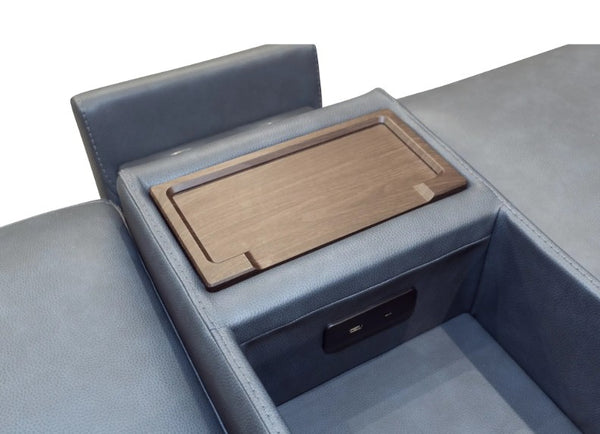 Flexsteel Vernon 6-Piece Triple Power Admiral Blue Fabric Sectional with Power Headrest, Lumbar, Heat & Massage