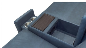 Flexsteel Vernon 6-Piece Triple Power Admiral Blue Fabric Sectional with Power Headrest, Lumbar, Heat & Massage