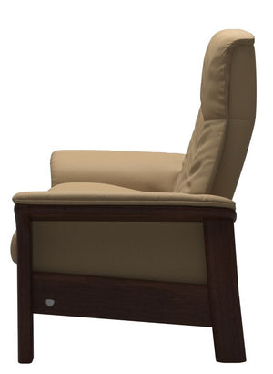 Stressless Buckingham High 2 Seat Loveseat Paloma Sand Brown Finish