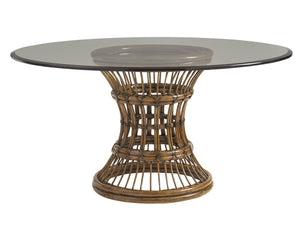 Bali Hai by Tommy Bahama Home 54 Glass Top Dining Table with 4 Upholstered Chairs