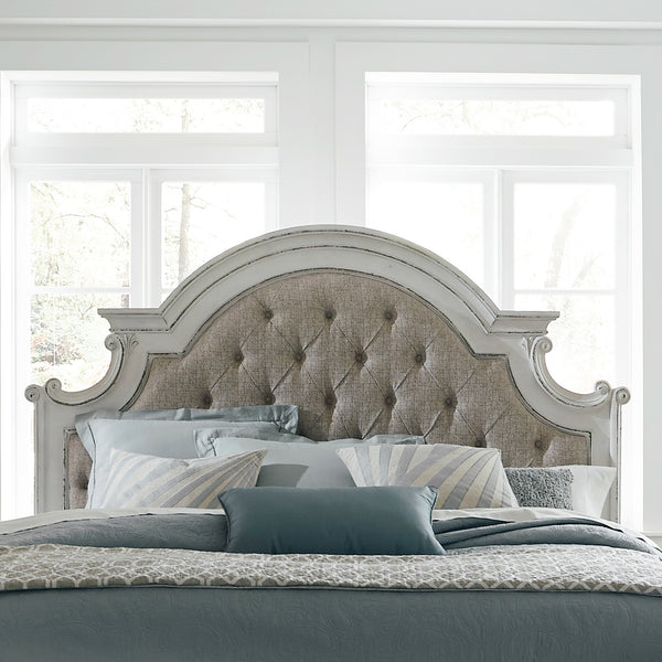 Liberty Furniture Magnolia Manor Antique White King Upholstered Panel Headboard