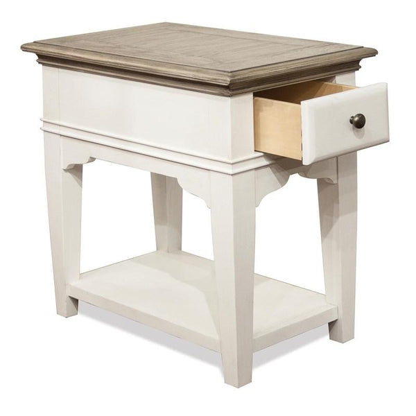 Riverside Myra Natural & Paperwhite 1-Drawer Chairside Table