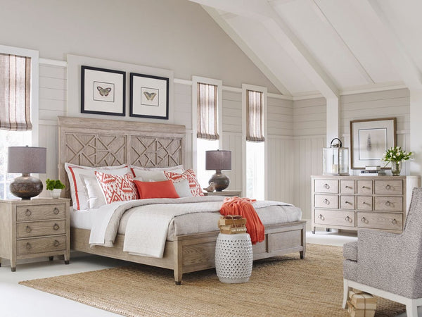 American Drew Vista Oyster Altamonte Bed White Oak King Headboard