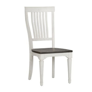 Liberty Allyson Park Wire Brushed White Round Dining Table with Charcoal Top & 4 Slat Back Side Chairs