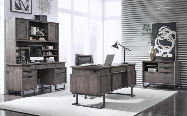 aspenhome harper point 66" executive desk in fossil