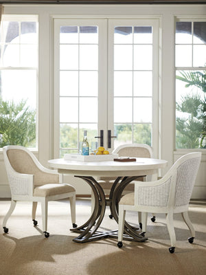 Ocean Breeze by Tommy Bahama Home 48 Round Dining Table with 4 Castered Chairs