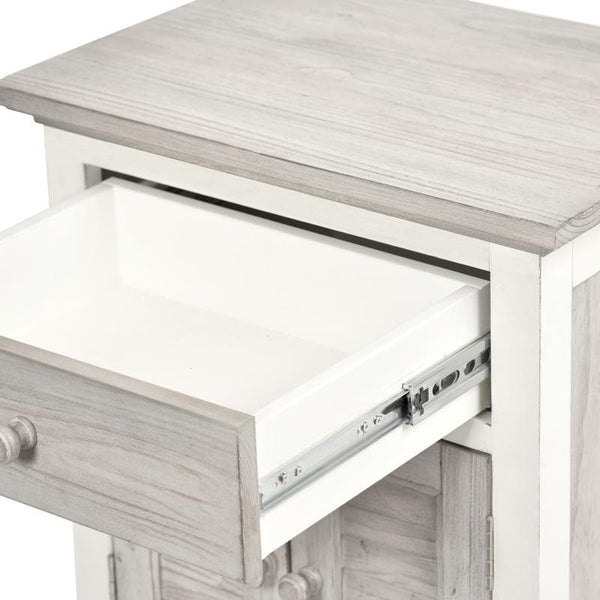 Seawinds Islamorada Clean White & Grey 1-Drawer 2-Door Electrified Coastal Nightstand