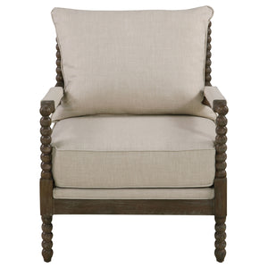 Coaster Blanchett Upholstered Bobbin Accent Chair Beige & Natural