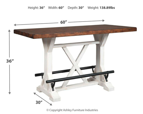 Valebeck Rectangle Counter-Height Dining Table White/Brown