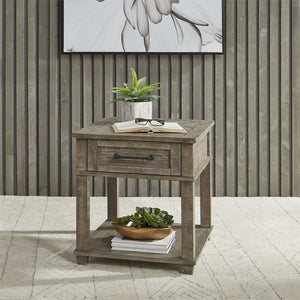 Liberty Furniture Parkland Falls Weathered Taupe Rectangular End Table