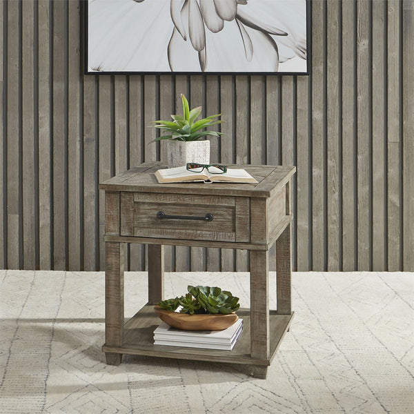 Liberty Furniture Parkland Falls Weathered Taupe Rectangular End Table