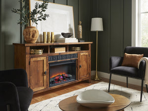 aspenhome alder grove 63" fireplace console in tobacco
