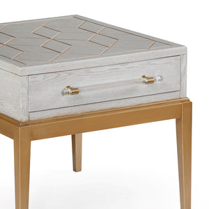 Bassett Mirror Contemporary Gray Perrine Wood Rectangular End Table