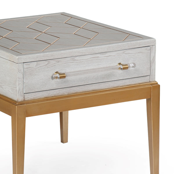 Bassett Mirror Contemporary Gray Perrine Wood Rectangular End Table