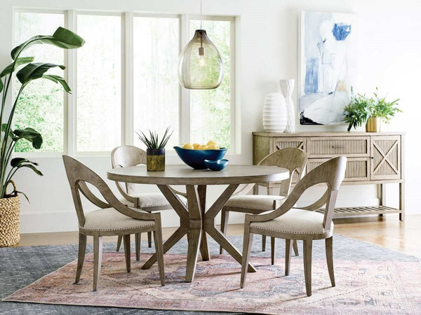 American Drew West Fork Hardy Taupe Round Dining Table