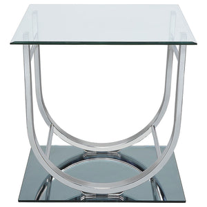 Coaster Danville Square U-Shaped Glass Top Side End Table Chrome