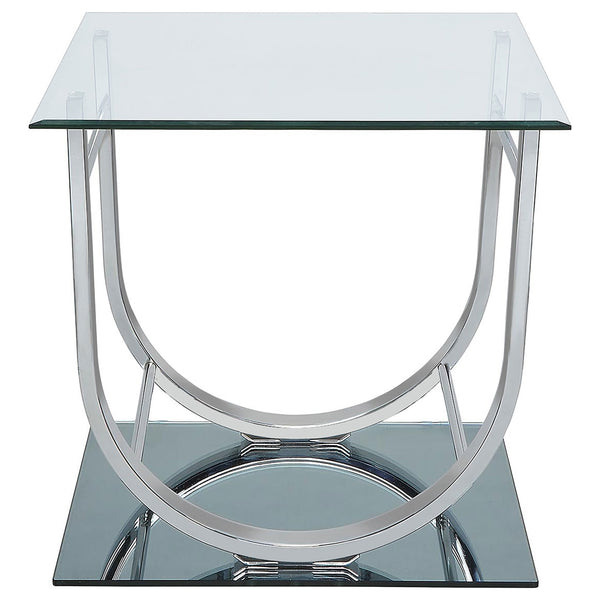 Coaster Danville Square U-Shaped Glass Top Side End Table Chrome