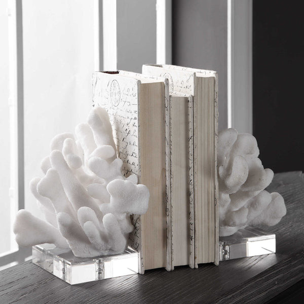 Uttermost Charbel 2-Piece White Bookends