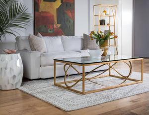 Artistica Home by Lexington Metal Designs Ellipse 54 Inch Rectangular Metal Cocktail Table Gold Leaf