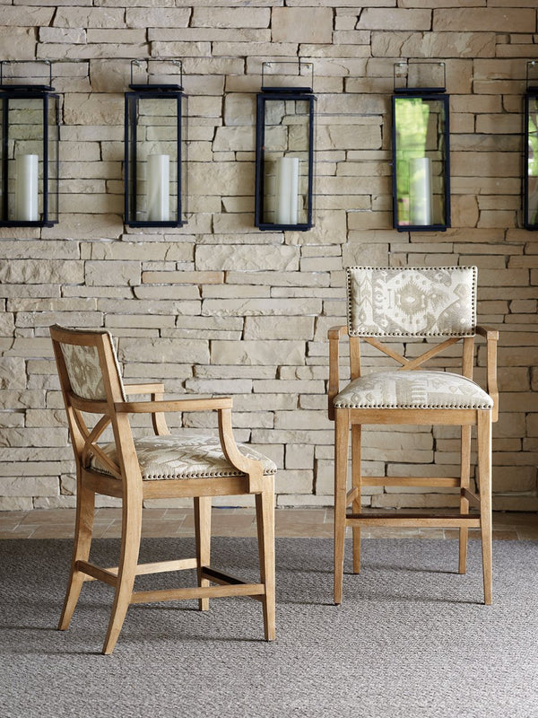 Tommy Bahama Home by Lexington Los Altos 24 Inch Counter Stool Wood/Upholstered Brown/Gray