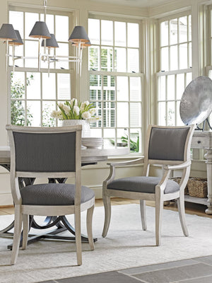 Oyster Bay by Lexington King Louis Back Armchair Wood/Upholstered/Fabric in Gray/Brown