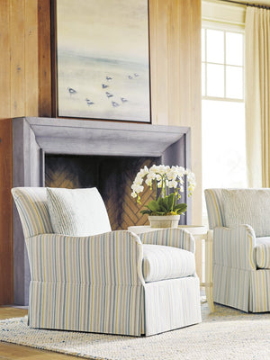 Tommy Bahama Home by Lexington Ocean Breeze Multicolor Palm Frond Swivel Chair