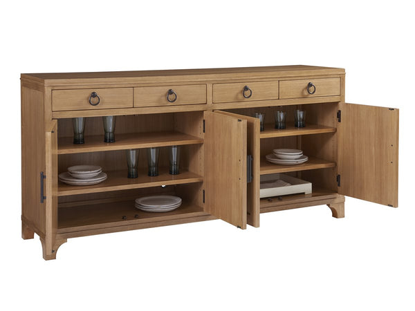 Barclay Butera by Lexington Newport 78 Inch Wide 4-Drawer Bayside Sideboard Wood Sandstone Finish