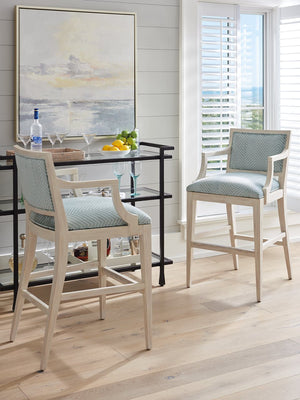 Barclay Butera by Lexington Newport 30 Inch Bar Stool Upholstered/Metal Blue/Brown/Gray
