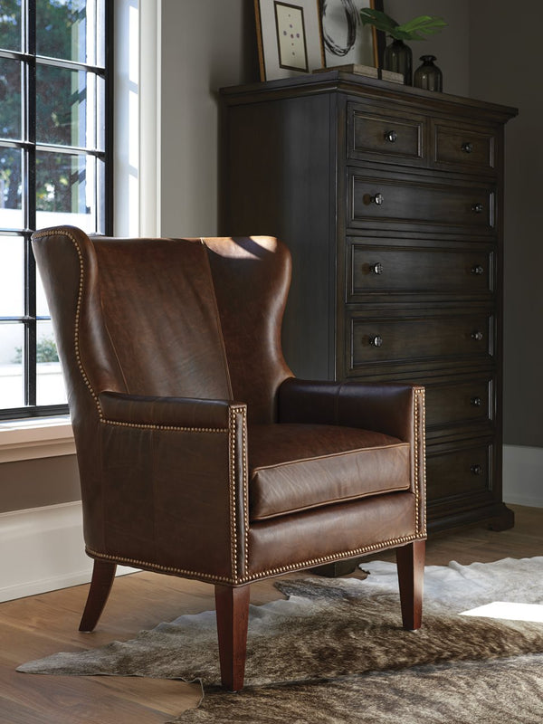 Barclay Butera Upholstery by Barclay Butera Avery Leather Wing Barrel Chair