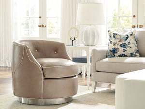 Avondole by Lexington Roberston Leather Swivel Barrel Chair