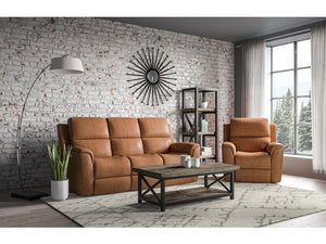 Flexsteel Henry Caramel Zero Gravity Leather Triple Power Reclining Sofa