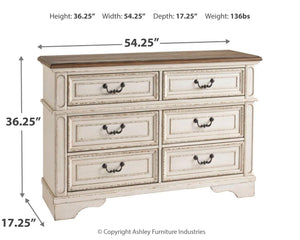 Realyn Pastoral Charm Youth 6-Drawer Dresser Two-tone