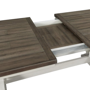Intercon Drake Two-Toned Rustic White & French Oak Finish Dining Table with Self Storing Leaf