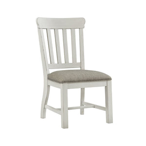 Intercon Drake Two-Toned Rustic White & Oak Finish Trestle Table with 4 Upholstered Cushion Side Chairs