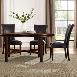 Steve Silver Hartford Brown Leather Side Chair In Dark Oak Finish