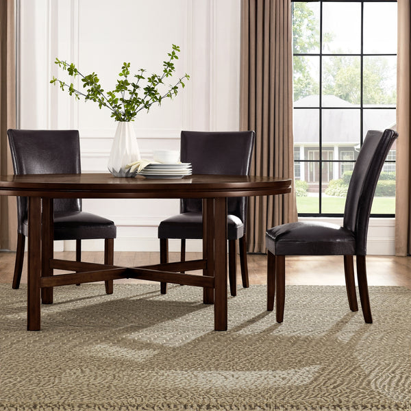 Steve Silver Hartford Brown Leather Side Chair In Dark Oak Finish