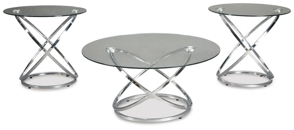 Hollynyx Hollywood Glitz 3-Piece Occasional Table Set Chrome Finish