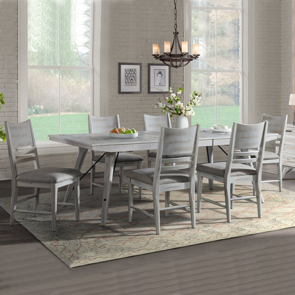 Intercon Modern Rustic Weathered White Modern Trestle Dining Table