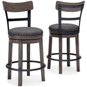 Caitbrook Upholstered Counter-Height Bar Swivel Stool Gray