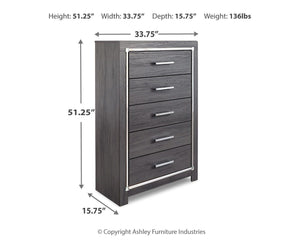 Lodanna Hollywood Glitz 5-Drawer Chest Gray