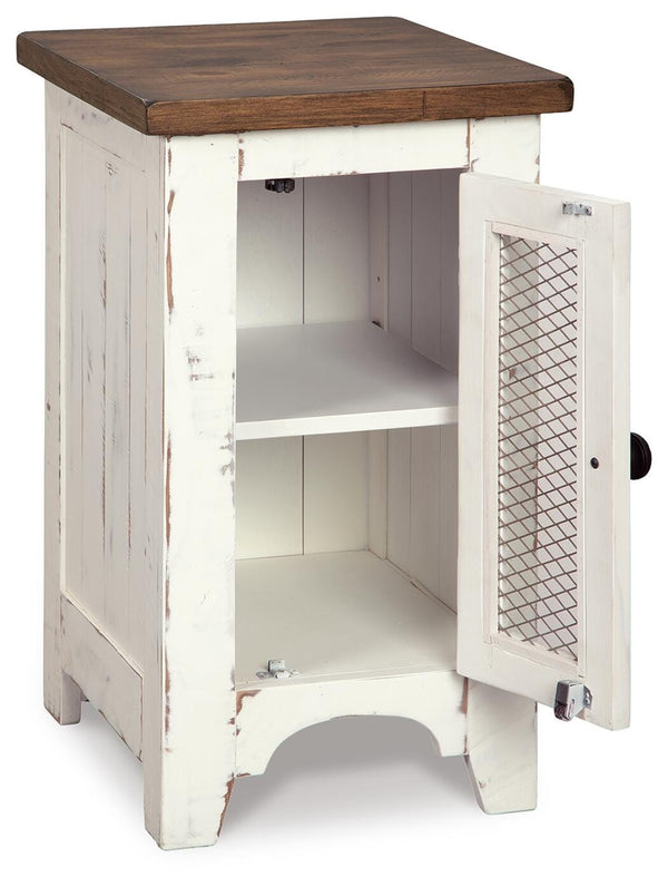 Wystfield Pastoral Charm 1-Door Chairside End Table White/Brown