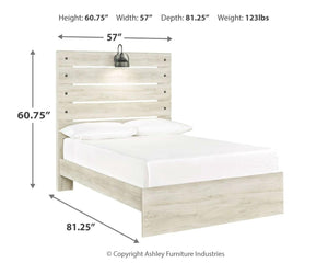 Cambeck Full Panel Bed with USB Whitewash
