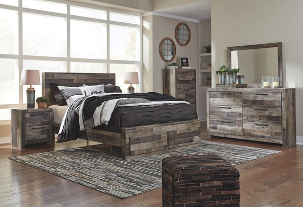Derekson King Panel Bed with 2-Drawers of Storage Multi Gray