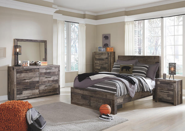Derekson Full Panel Bed with 2-Drawers of Storage Multi Gray