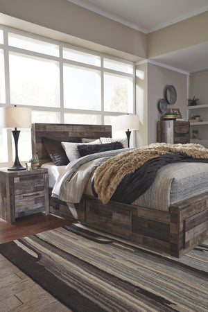 Derekson Queen Panel Bed with 4 Storage Drawers Multi Gray